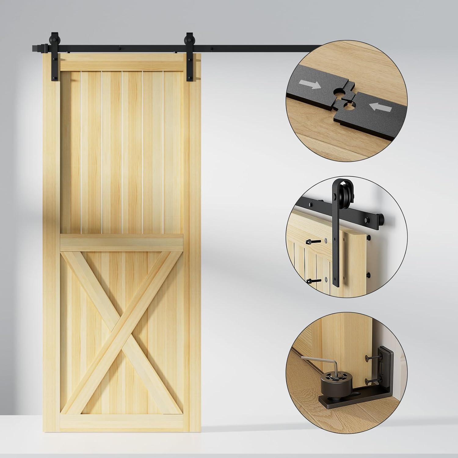 Thumbnail 4 de TSMST 200cm Schiebetürsystem Komplett-Set Schwarz