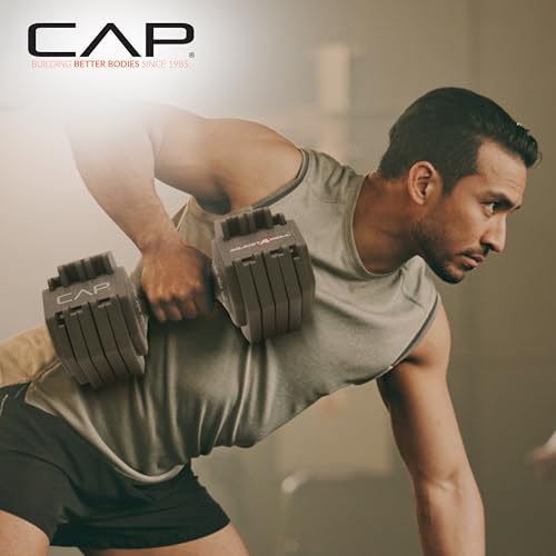 Detalle de CAP ADJUSTABELL Adjustable Dumbbell Set — Premium 55 lb Pair with Quick Select System