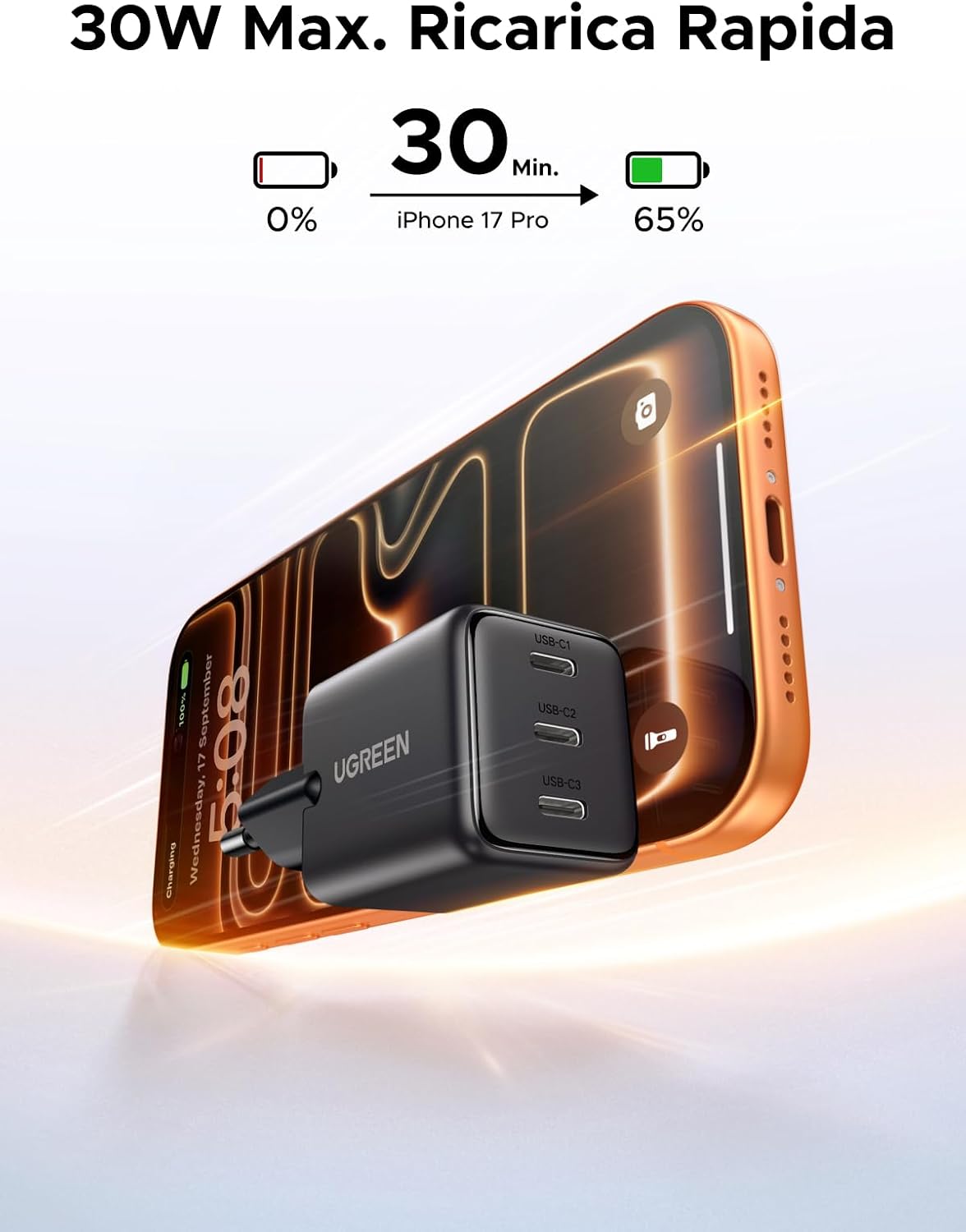 Thumbnail 3 de UGREEN Zapix 30W Caricatore USB-C 3 porte