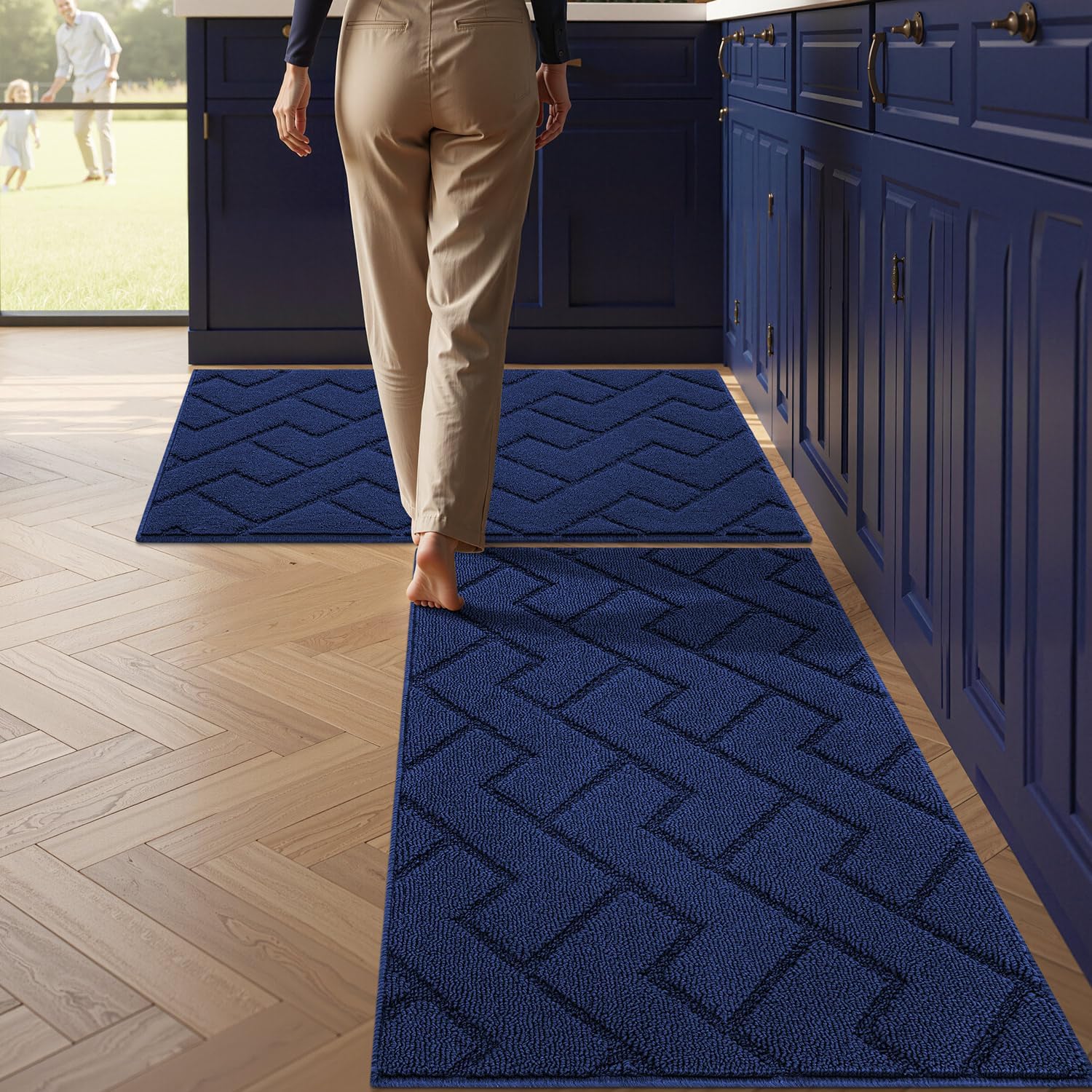 Detalle de hicorfe Kitchen Runner Rugs and Mats Sets, 2 Pieces