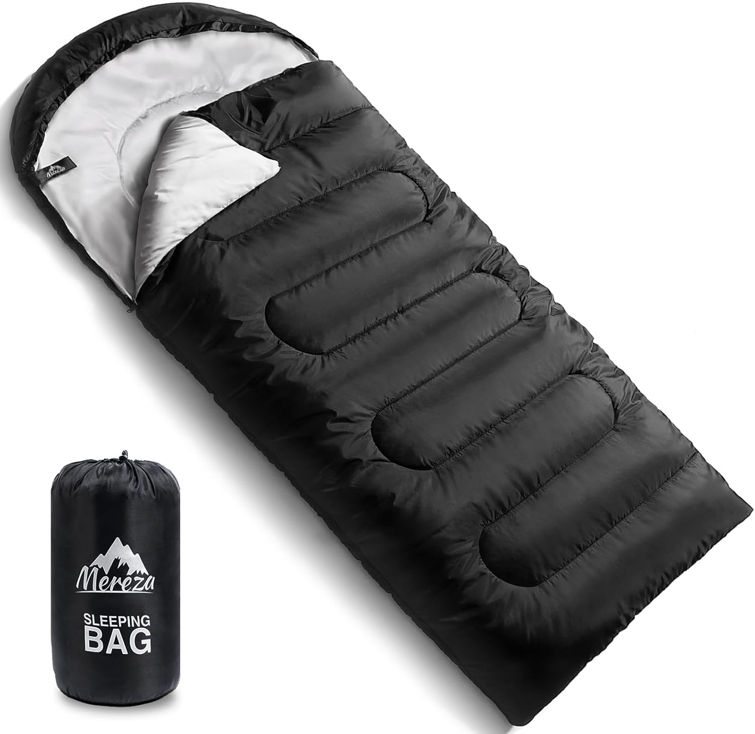 MEREZA Sleeping Bags XL for Men & Women: Large Wide, 3-4 Season Camping Bag with Compression Sack