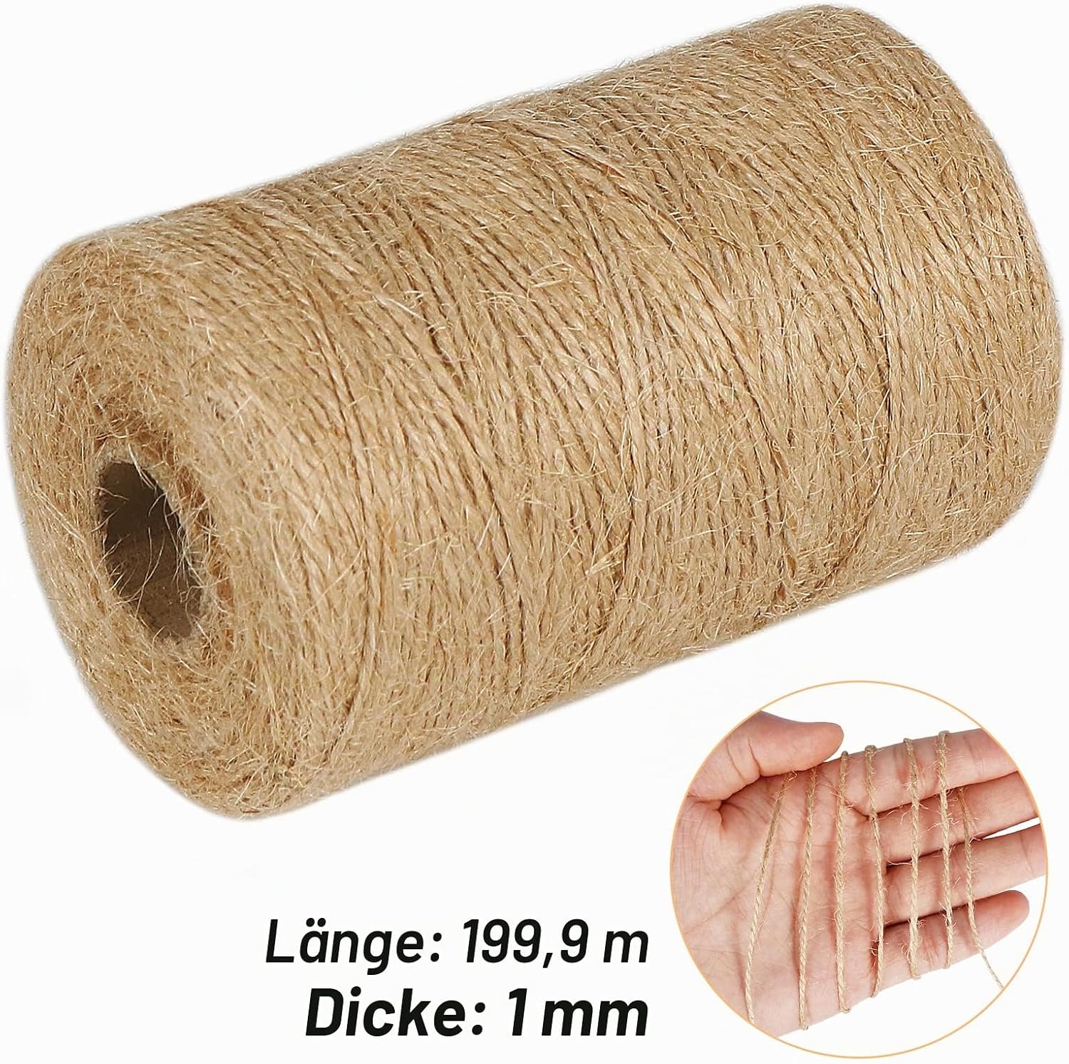 Detalle 2 de Vivifying 200m Jute-Schnur 1mm für Garten