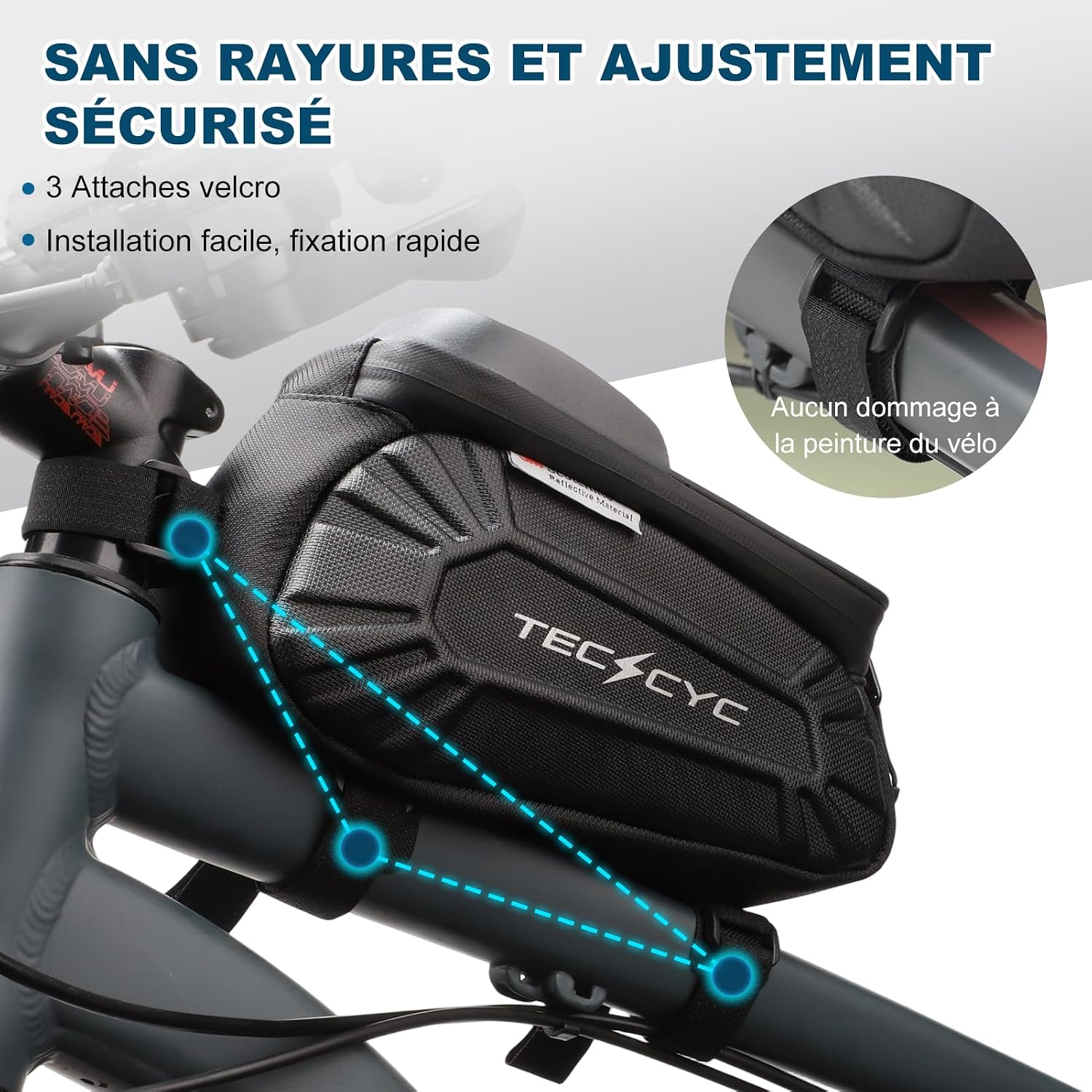 Thumbnail 6 de TECHCYC Sacoche de cadre vélo avec écran tactile TPU et réflecteurs, pour smartphone jusqu’à 7 pouces