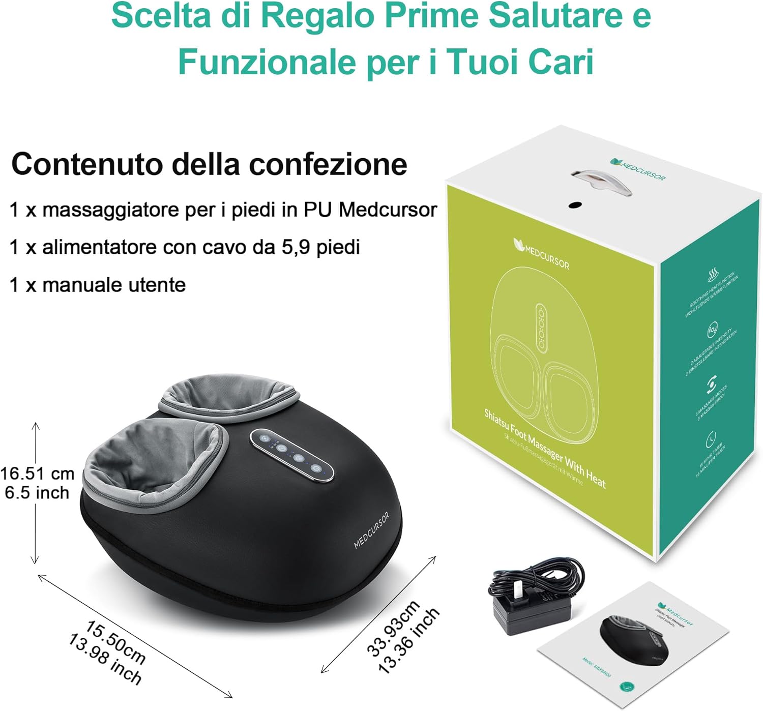 Thumbnail 6 de Medcursor Macchina per massaggi ai piedi con calore, massaggio profondo e intensità regolabile (nero)