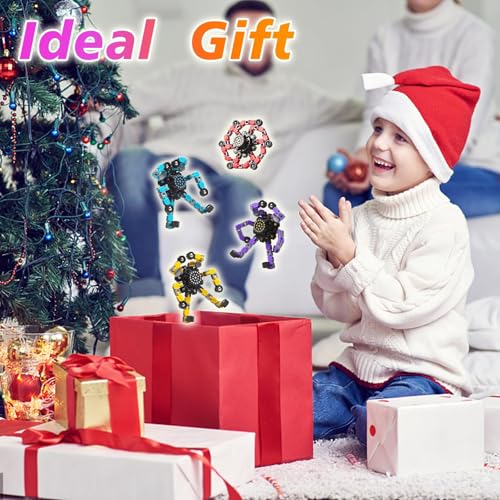 Detalle de Gokeey Transformable Fidget Spinners Toys 4 Pcs – Stress Relief & Sensory Gyro for Kids and Adults