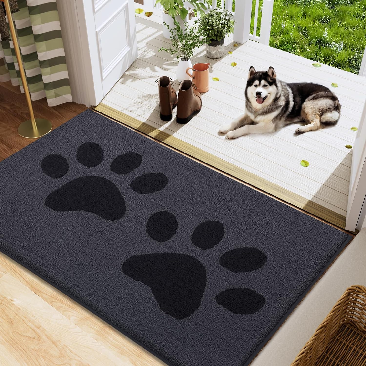 Detalle de Buganda Dog Door Mat 48 x 30, Low-Profile Washable Indoor Mat