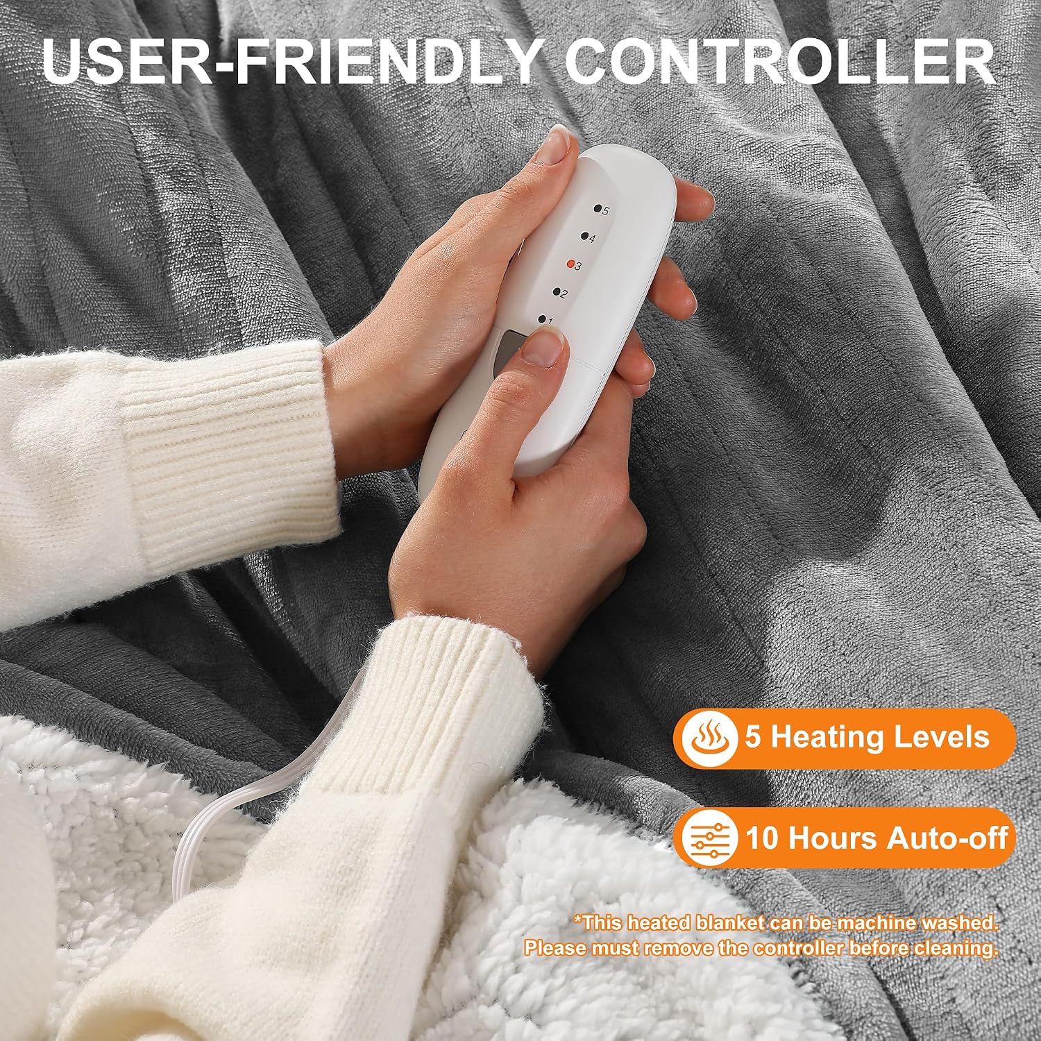 Thumbnail 2 de Molatink MDV-EBTWIN Twin Electric Heated Blanket, Reversible Flannel and Sherpa