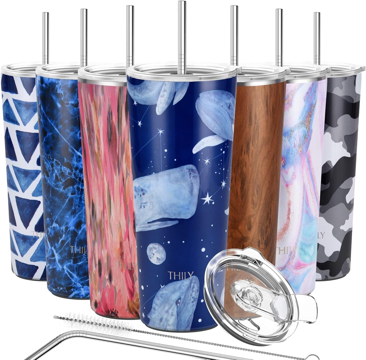 Thumbnail 6 de THILY Vakuumisolierter Edelstahlbecher 780 ml – 2er-Set Pink Ripple & Lotus Flower