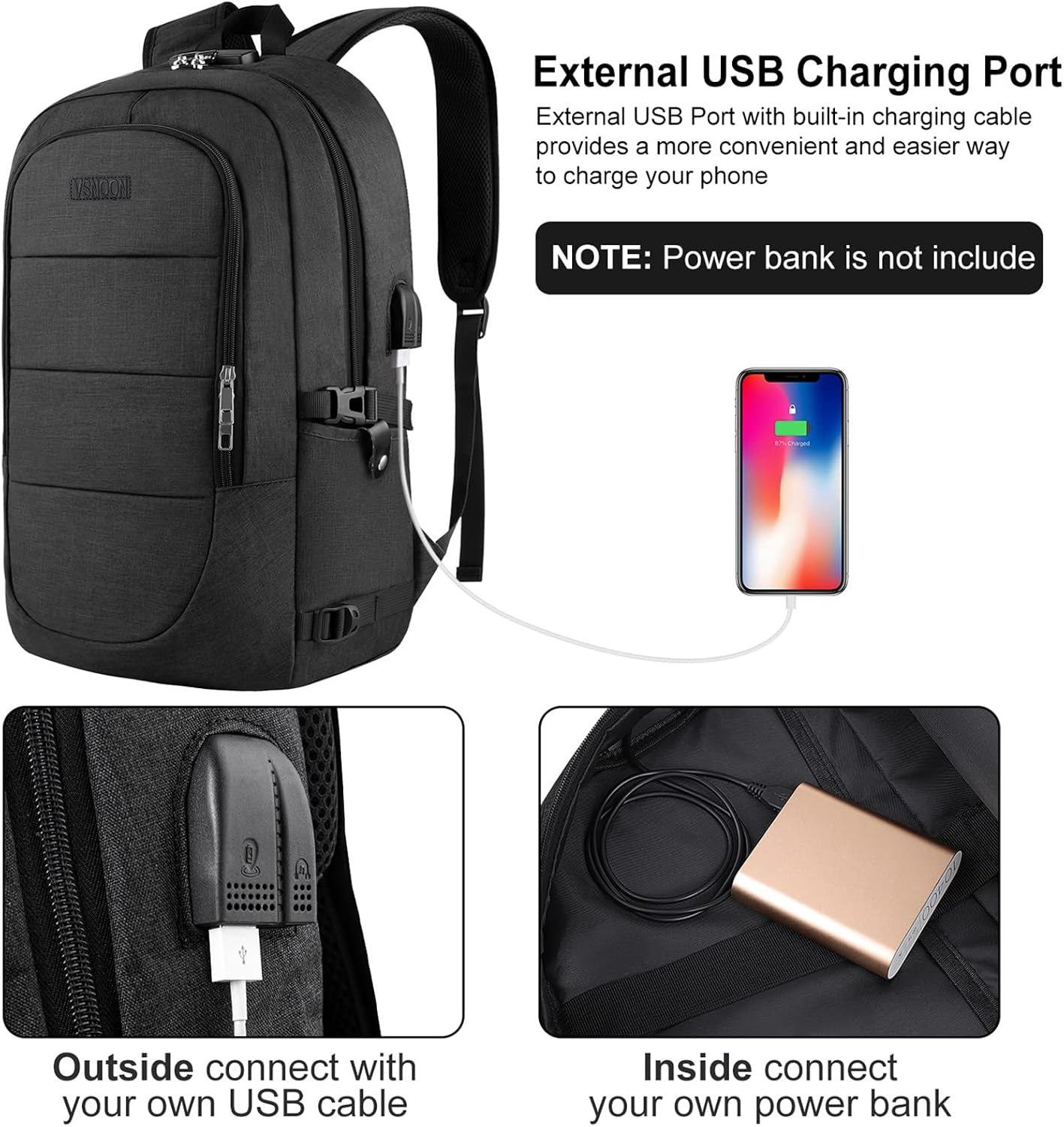 Detalle de VSNOON Anti-Theft 17.3-inch Laptop Backpack