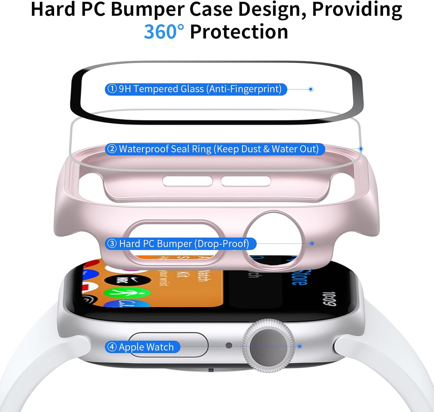 Detalle de JERXUN Apple Watch case 46mm, 6-pack