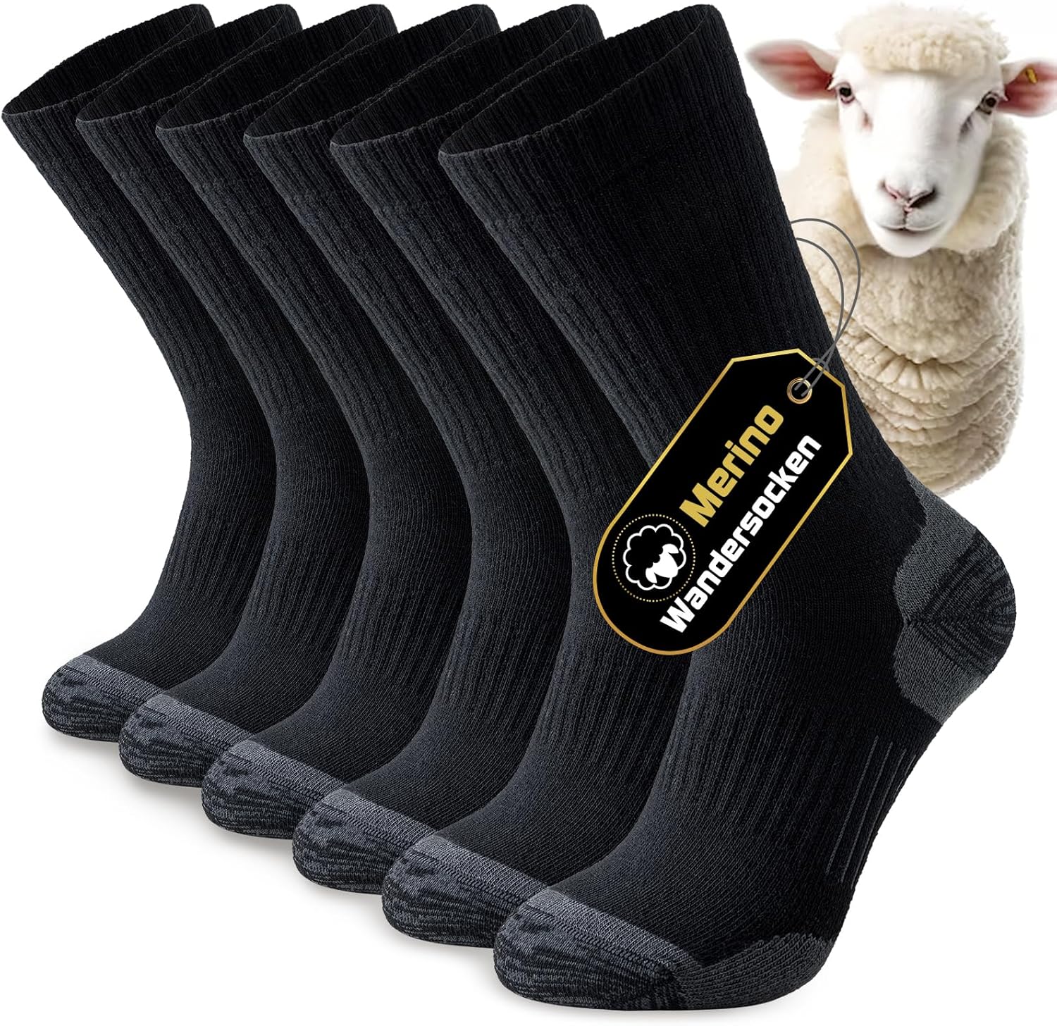 Detalle de Niorasen Merino Wandersocken für Herren & Damen (3 Paar) – Thermosocken mit Merinowolle