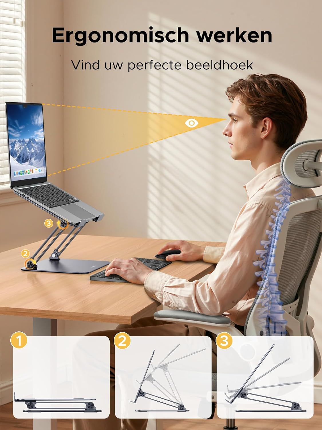 Detalle 2 de UGREEN 45929 laptopstandaard met dubbel scharnier, verstelbaar en opvouwbaar