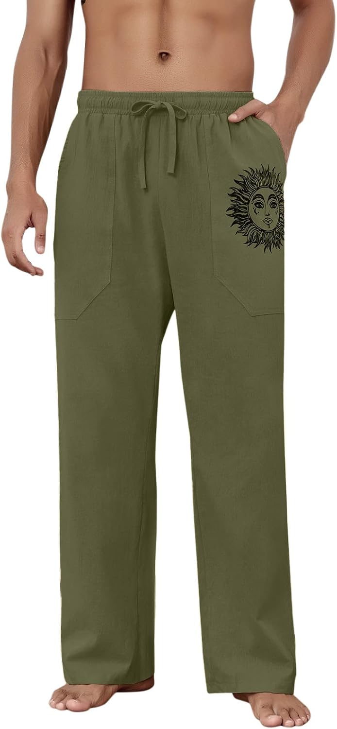 Detalle de Puimentiua Leinenhose Herren – Leicht, locker sitzend, Baumwolle mit Leinenstruktur (S–3XL)