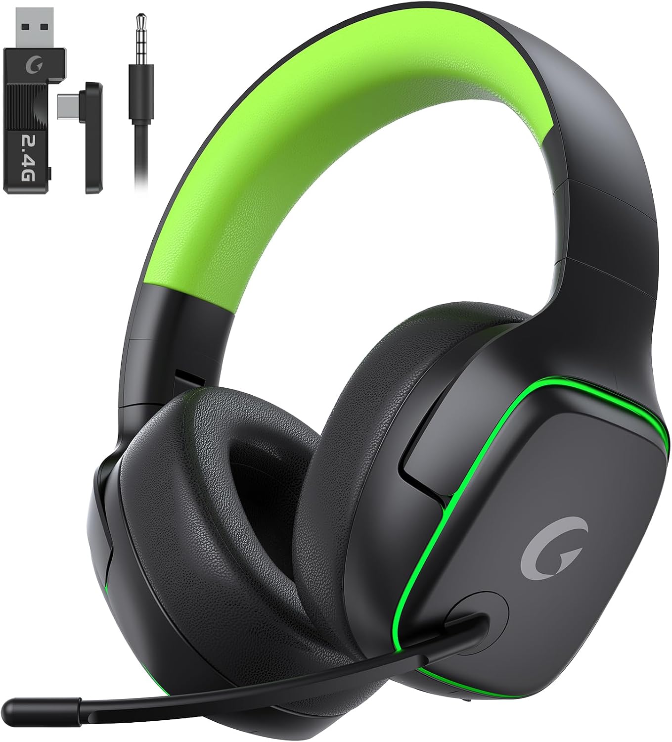 Detalle de Gvyugke 2.4GHz Wireless Gaming Headset for PS5/PS4/PC/Switch with 7.1 Surround, Noise-Canceling Mic, and Long Battery Life