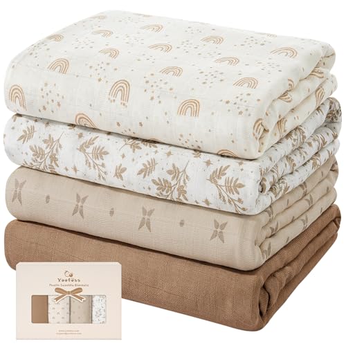 Detalle de Yoofoss 4er Pack Baby Pucktuch 120×120 cm Mulltuch 👶