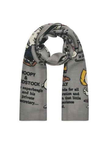 Detalle de CODELLO 62S0073 Printed Scarf Polyester Twill Peanuts Characters – 70x180 cm Grau