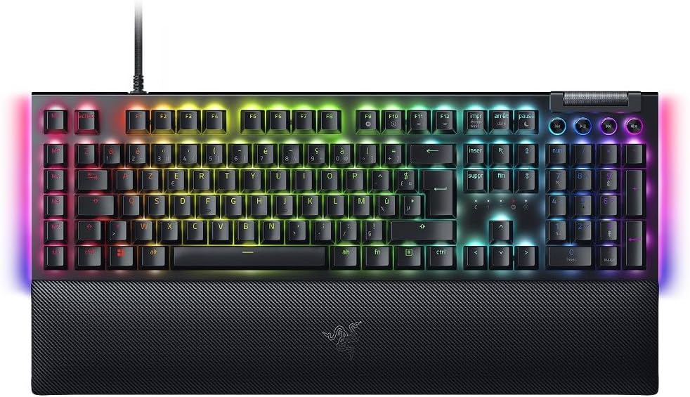 Detalle de Razer BlackWidow V4 Mechanische Gaming-Tastatur – FR-Layout, grüne Schalter, RGB Chroma, 6 Makro-Tasten, ABS-Tasten, Schwarz