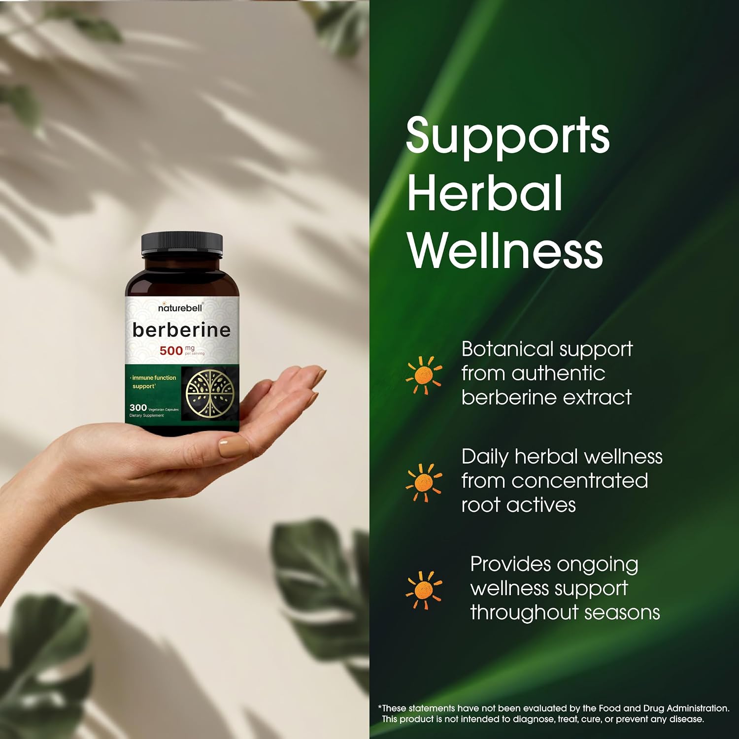 Detalle 2 de NatureBell Berberine 500 mg Capsules, 300 Count, 97% Pure HCl, 5:1 Extract