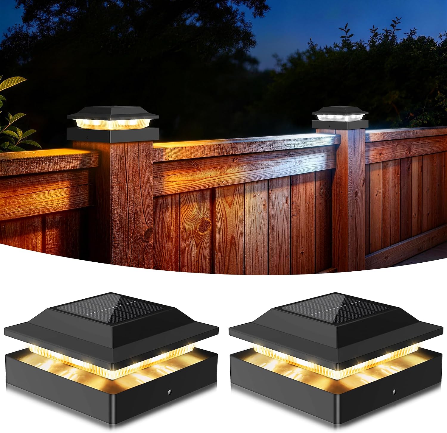 Detalle de Toeuie Solar Post Cap Lights, 6-Pack