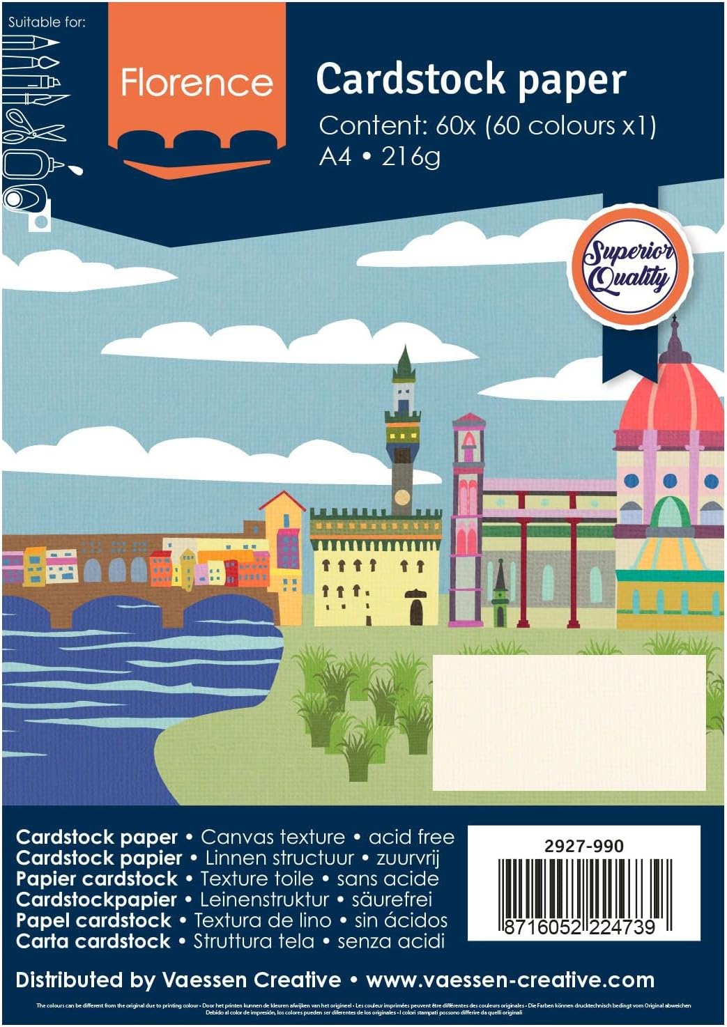 Thumbnail 4 de Vaessen Creative Florence Papier Cartonné, Couleurs Foncées, 216 g/m², 60 Feuilles, DIN A4