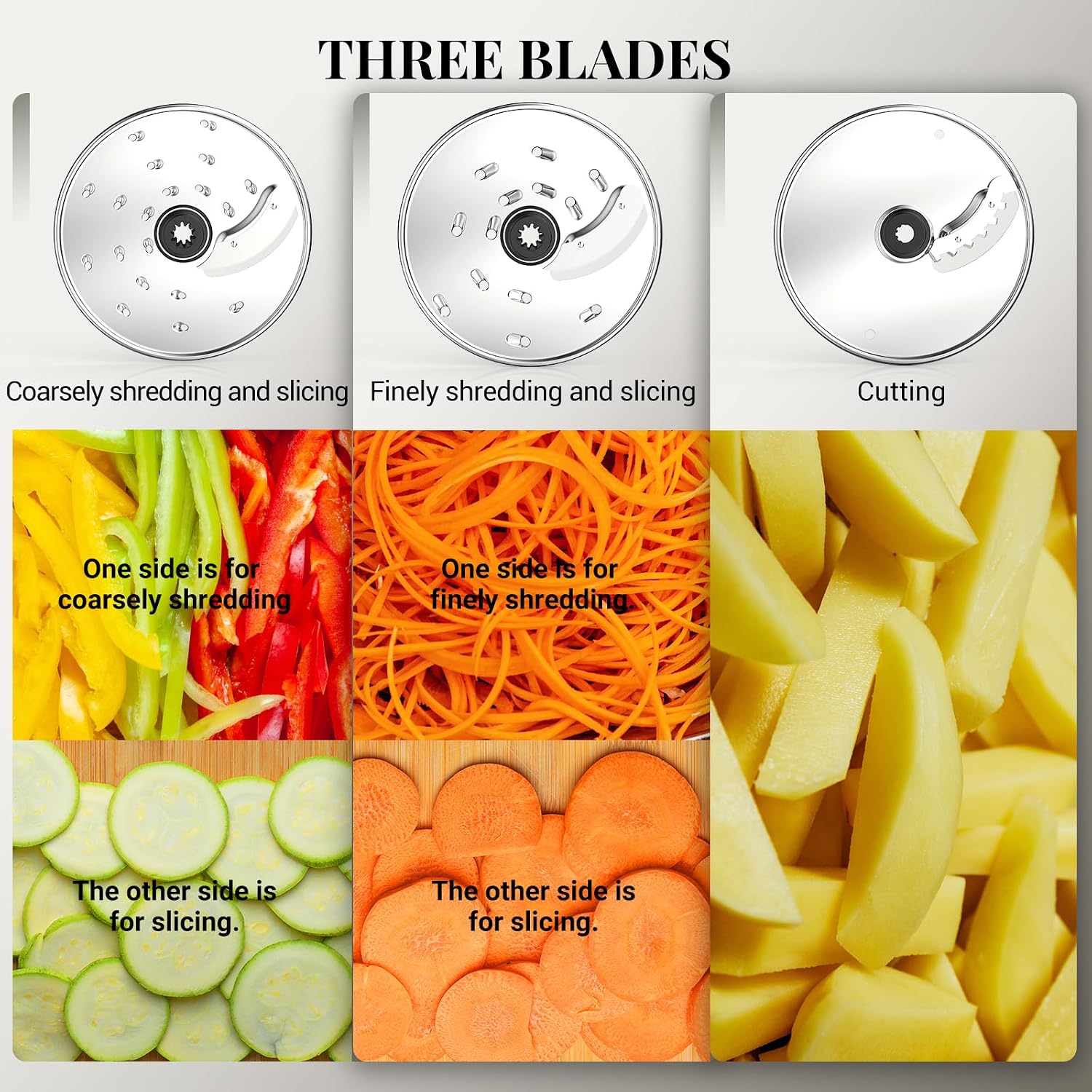 Detalle 1 de FIMEI Multifunctional Food Processor 1300W (3 speeds + pulse) with 3.5L chopper, 1.5L blender, slicer & citrus juicer