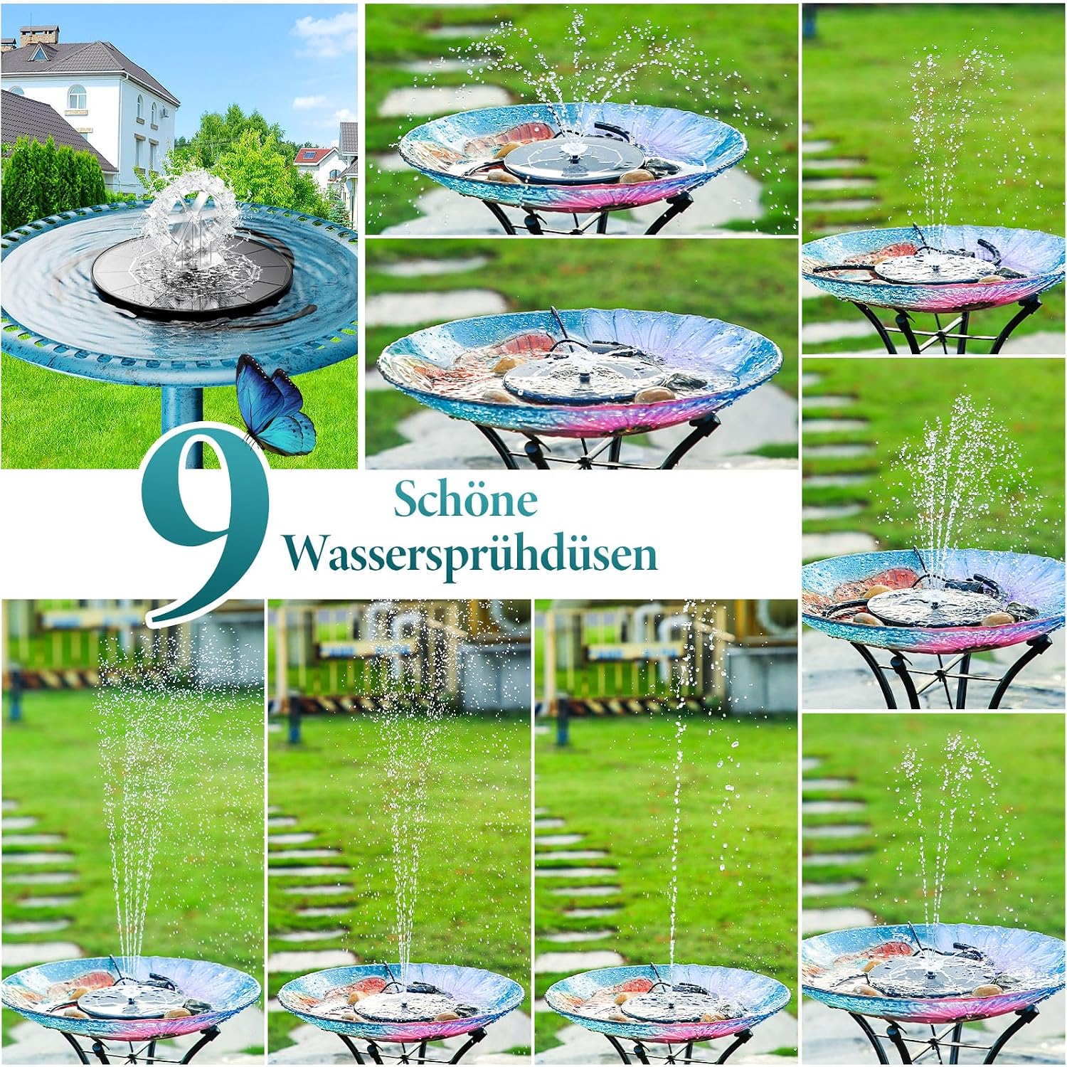 Detalle de AISITIN Solarbrunnen Outdoor Split-Design mit Batterie – vielseitige Solar-Teichpumpe
