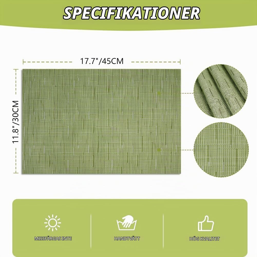 Detalle 2 de AUAUY M1-4141203 bordstabletter i PVC, gröna, 6-pack, 30 × 45 cm