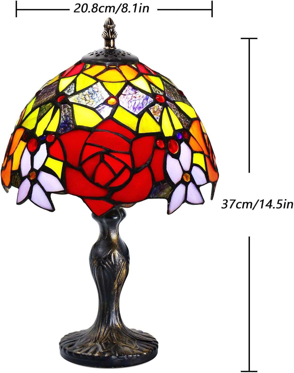 Detalle 2 de MIAOKE Stained Glass Lamp Style Table Lamp (Peony) review