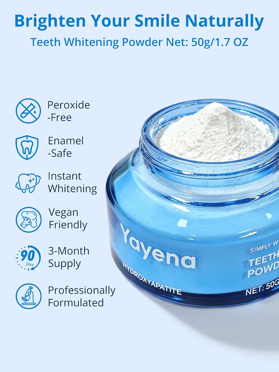 Detalle de Updated Design Teeth Whitening Powder with Hydroxyapatite, 50g