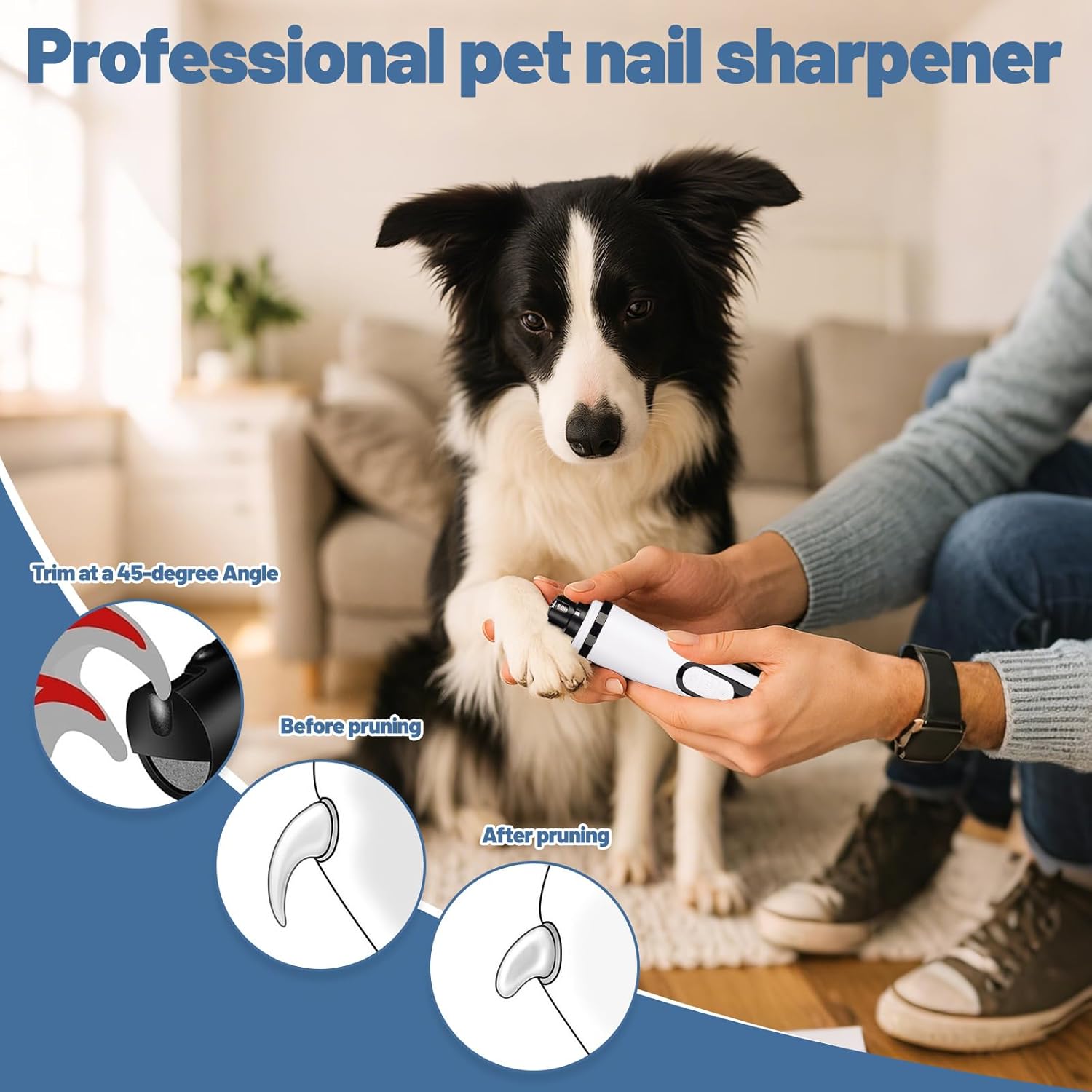 Thumbnail 5 de Heusom Silent Groom Pro Nail Grinder (Quiet dog & cat nail grinder) with 3-speed control, LED light and USB rechargeable battery