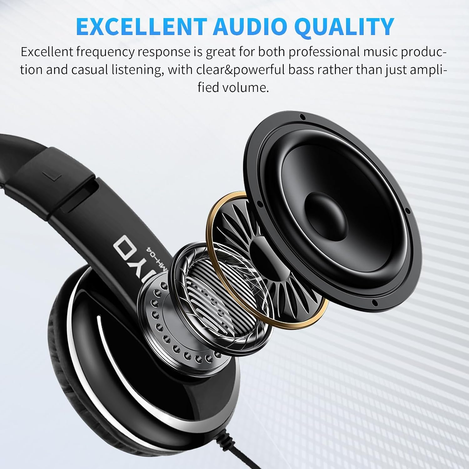 Detalle 2 de JOYO JMH-04 Over-Ear Studio Headphones, 40mm Driver, 3.5mm/6.35mm Jacks