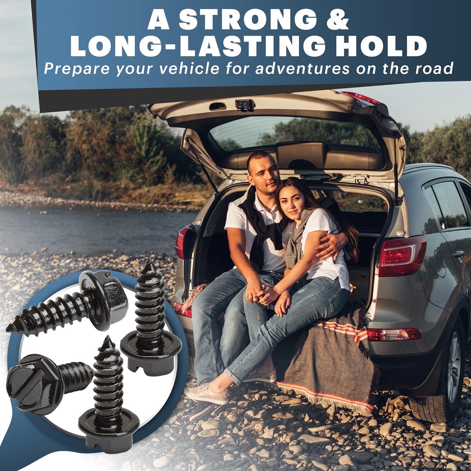 Thumbnail 5 de OttoSpeed Rustproof License Plate Screws for US Domestic Vehicles – Stainless Steel, Black-Slotted (4-Pack)
