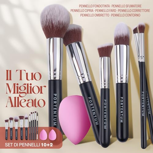 Thumbnail 6 de PORTENTUM Set Pennelli Make Up 10+2 Premium: kit professionale in fibre sintetiche