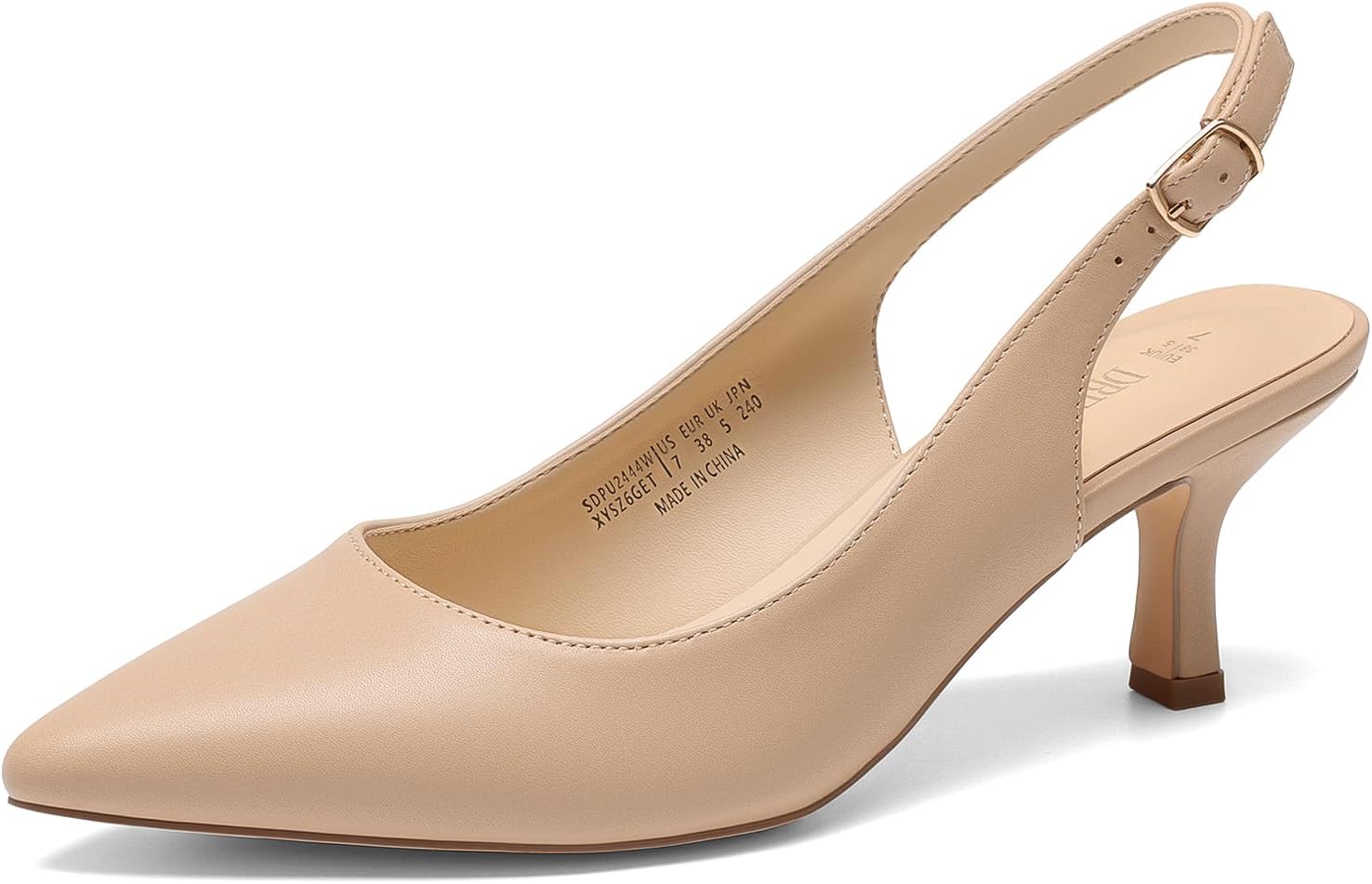 Detalle de DREAM PAIRS Women's Kitten Heels Slingback Pumps – Pointed Toe, 2.36" Heel