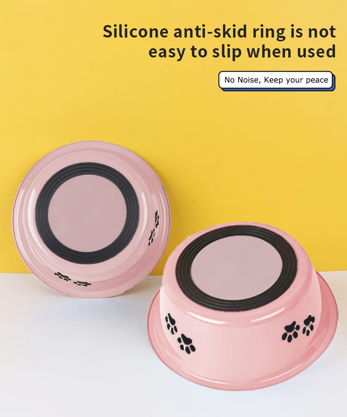 Thumbnail 1 de YUDANSI 860ml Pink Dog Bowls 2 Pack