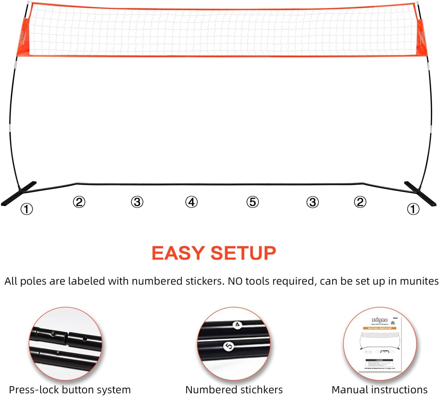 Detalle de Zdgao Portable Volleyball Net 18FT