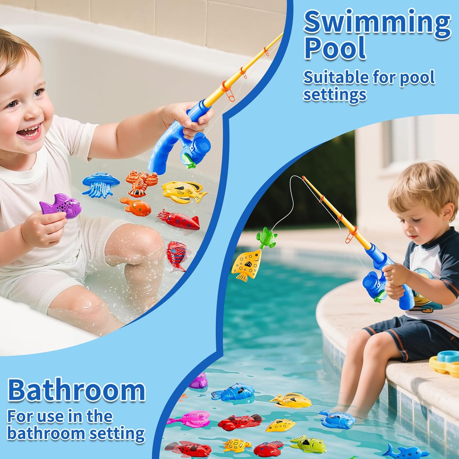 Detalle de Magnetic Fishing Pool Toys Game for Kids – Outdoor Bath & Water Table Set (3–8 Years)