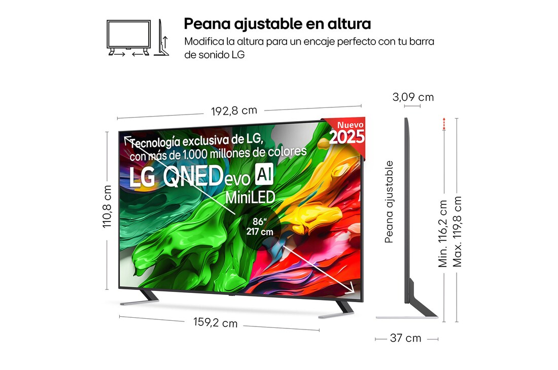 Thumbnail 2 de LG QNED85 86" QNED evo AI MiniLED 4K 2025