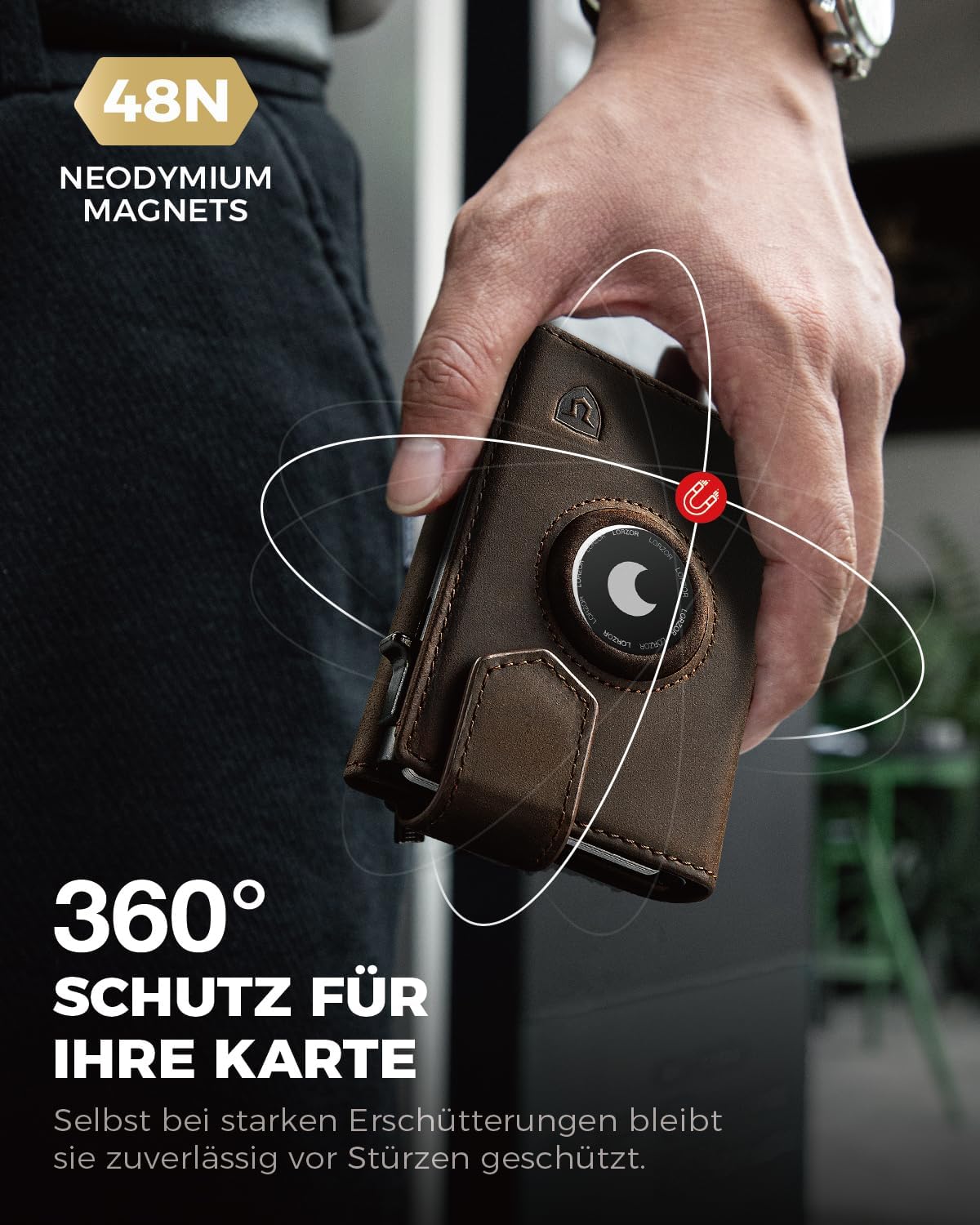 Thumbnail 2 de LORZOR® Design für AirTag Wallet – Slim Wallet mit Münzfach, RFID-Blocker und Aluminium-Kartenbox