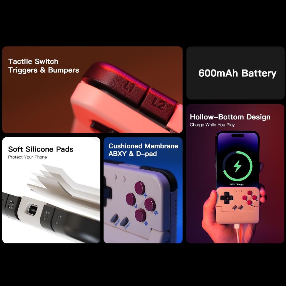 Detalle de GameSir Pocket Taco Vertical Handheld Controller for Android – Wireless Retro-Style Gamepad