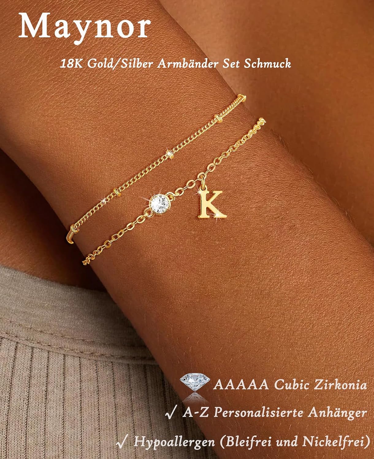 Detalle 2 de Maynor Armband mit Initialen A-Z 18K