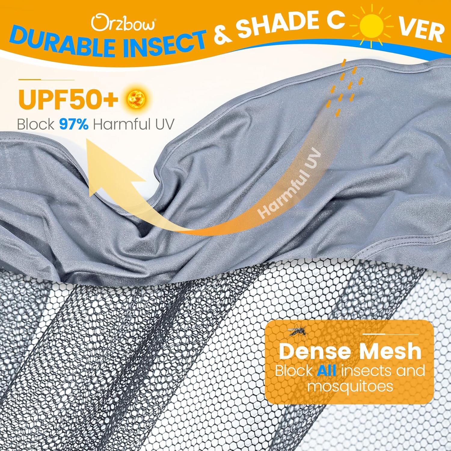 Thumbnail 1 de Orzbow Mosquito Net for Pram – Universal Pram Net Cover with Zippers