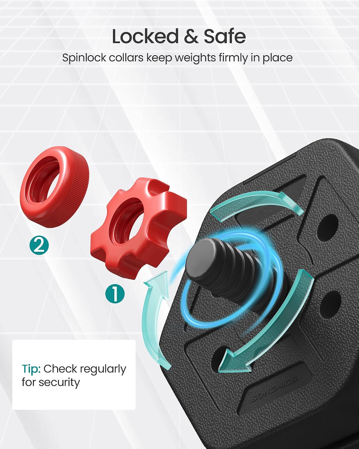 Thumbnail 5 de SONGMICS STEFAN Collection SYL200B01 Adjustable Dumbbell and Barbell Set, 20 kg