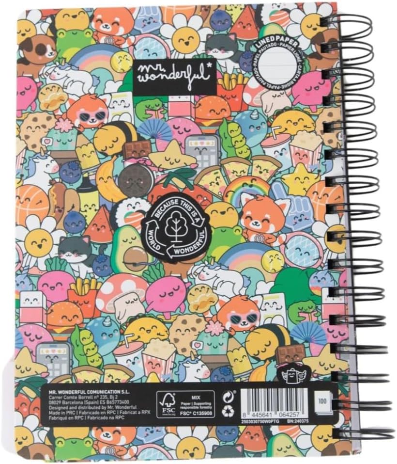 Thumbnail 1 de Mr. Wonderful Cahier A5 avec intercalaires – Couverture rigide, reliure spirale, 160 pages carrées