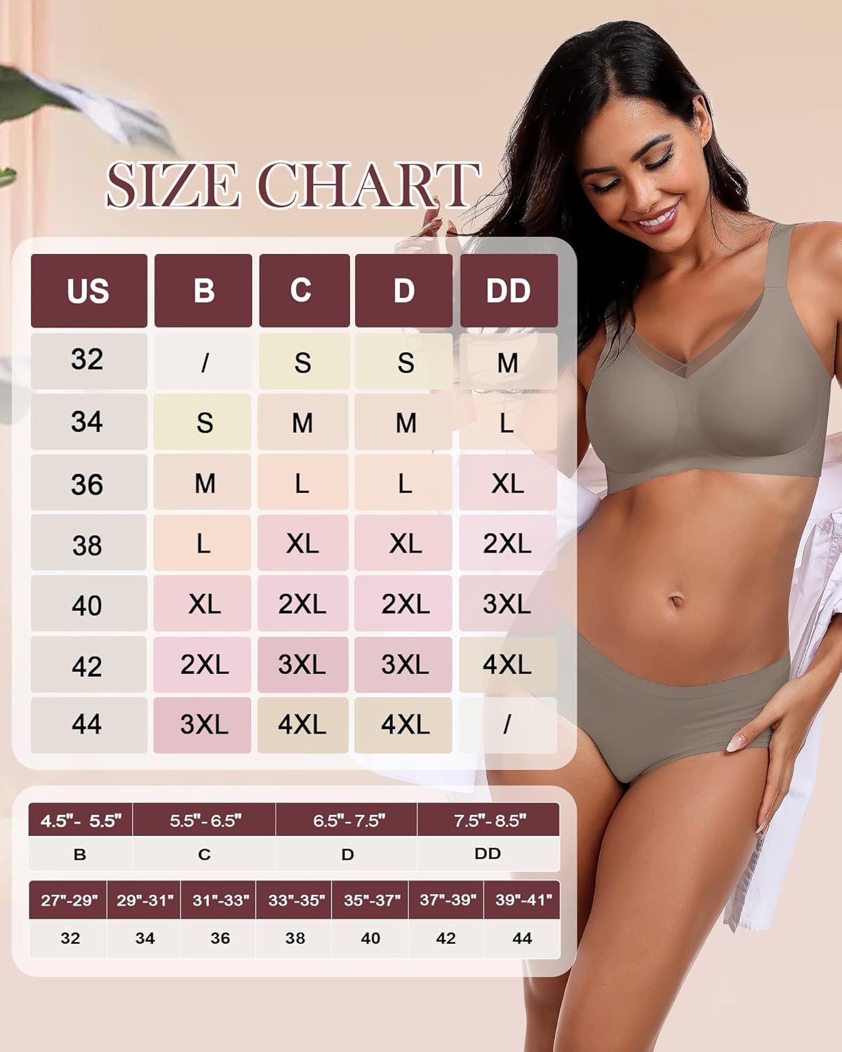 Thumbnail 6 de HORISUN Damen Bügelloser BH mit nahtlosem Push-Up & Mesh-Spitzen (Komfort, starker Halt) für große Brüste
