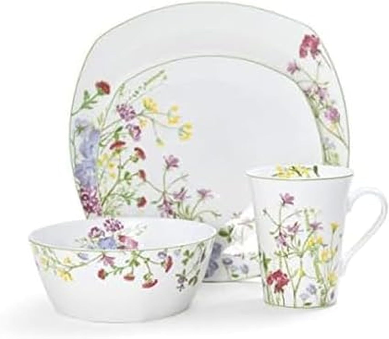 Detalle de Mikasa Wildflower Garden 16-Piece Bone China Dinnerware Set for 4