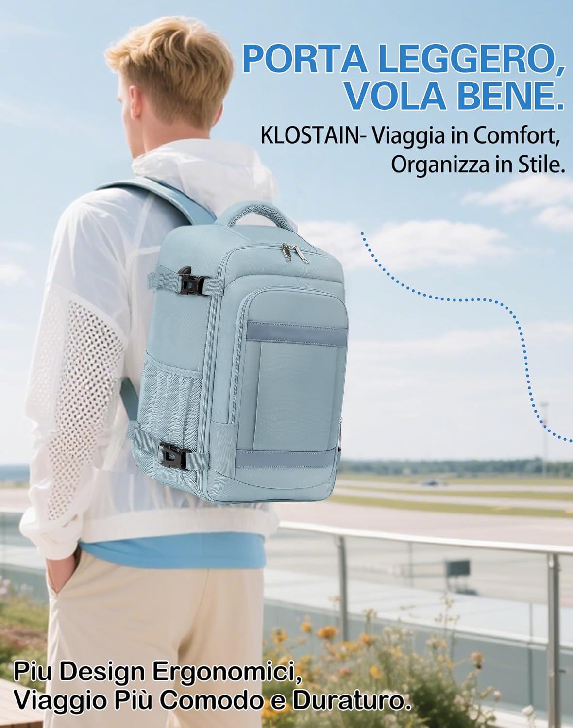 Thumbnail 5 de KLOSTAIN Zaino Ryanair 40x30x20 cm – Zaino da viaggio da cabina 24L, approvato per EasyJet, Wizz Air e molte compagnie