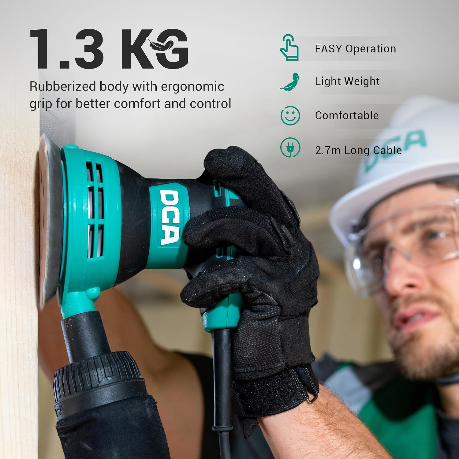Detalle de DCA Random Orbital Sander (300W) with Dust Collection, 6 Variable Speeds, 125mm