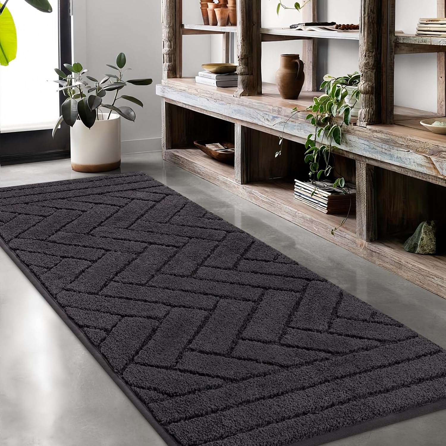Detalle de Biscpro Badematte Lang 50x120 cm – Waschbare, rutschfeste Fußmatte für Eingänge und Flur