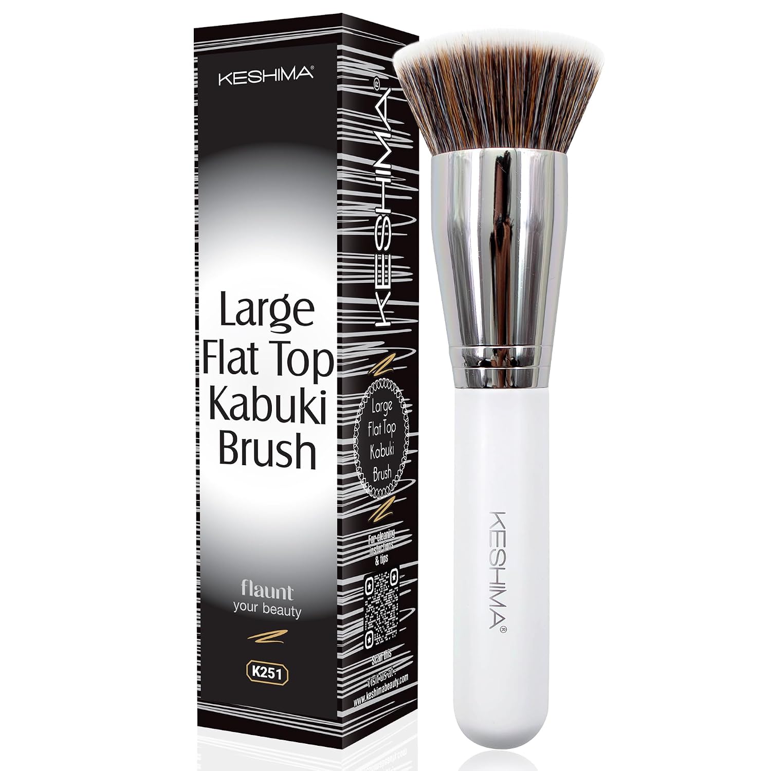 Thumbnail 6 de Keshima Large Flat Top Kabuki Foundation Brush (Neon Purple) — 1.6" Synthetic Bristles for Liquid, Cream, and Powder